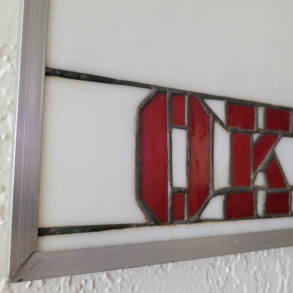 VTG University of Oklahoma OU Sooners Stained Glass Hanging Panel Aluminum 22x16 - Picture 6 of 14